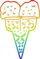 rainbow gradient line drawing cartoon ice cream vector