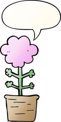 cute cartoon flower and speech bubble in smooth gradient style