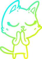 cold gradient line drawing calm cartoon cat vector