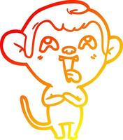 warm gradient line drawing crazy cartoon monkey vector