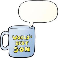 worlds best son mug and speech bubble in smooth gradient style vector