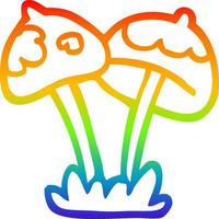 rainbow gradient line drawing cartoon mushroom vector