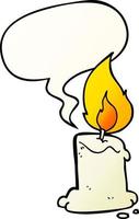 cartoon candle and speech bubble in smooth gradient style vector