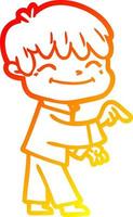 warm gradient line drawing cartoon happy boy vector