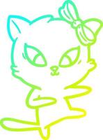 cold gradient line drawing cartoon cat vector