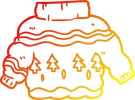dibujo de línea de gradiente cálido vergonzoso jersey navideño vector