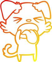 warm gradient line drawing cartoon disgusted dog vector