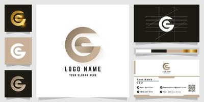 Letter G or C monogram logo with business card design vector