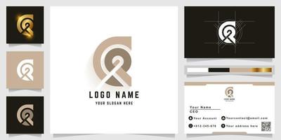 Letter CR or GR monogram logo with business card design vector