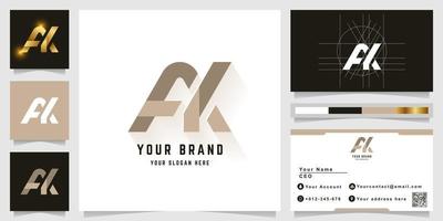 Letter AK or AX monogram logo with business card design vector