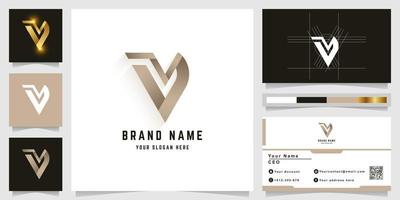 Letter V or MV monogram logo with business card design vector