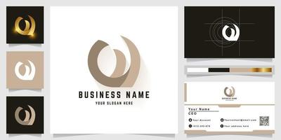 Letter w or e monogram logo with business card design vector