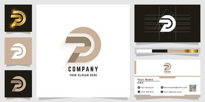 Letter D, Z, ZD or PD monogram logo with business card design vector