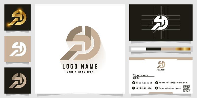 Letter SD or SPD monogram logo with business card design