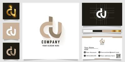 Letter du or dv monogram logo with business card design vector