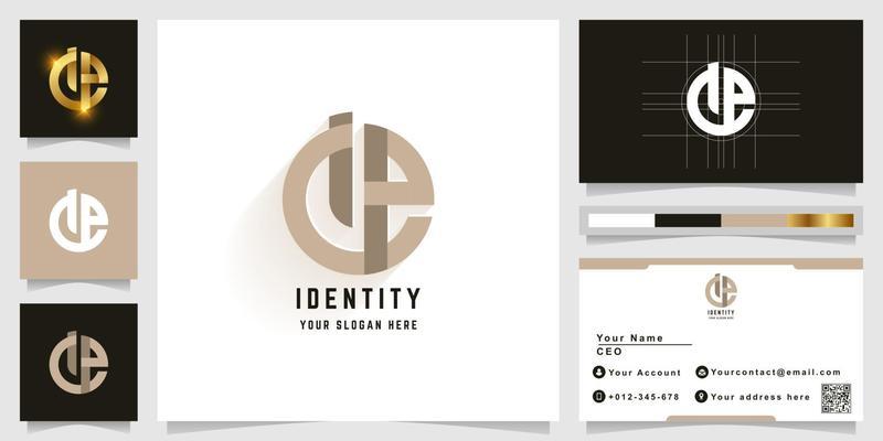 Letter de or ee monogram logo with business card design