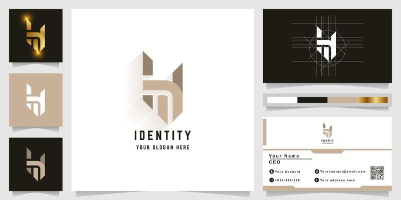 Letter HM or MH monogram logo with business card design