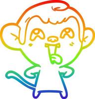 rainbow gradient line drawing crazy cartoon monkey vector