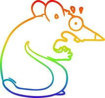 rainbow gradient line drawing cartoon frightened mouse vector