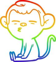 rainbow gradient line drawing cartoon suspicious monkey vector