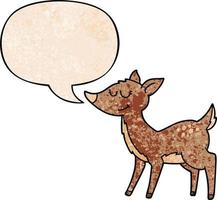 cartoon deer and speech bubble in retro texture style vector