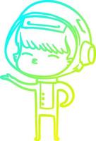 cold gradient line drawing cartoon curious astronaut vector