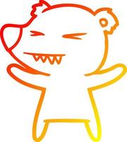 warm gradient line drawing angry polar bear cartoon vector