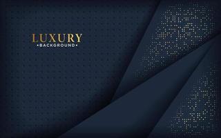 Luxury black background with a combination glowing golden dots with 3D style. Abstract black papercut textured background with shining golden halftone pattern. vector