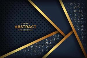 Luxury black background with a combination glowing golden dots with 3D style. Abstract black papercut textured background with shining golden halftone pattern. vector