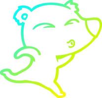 cold gradient line drawing cartoon whistling polar bear vector