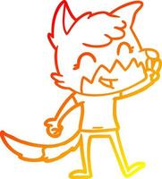 warm gradient line drawing happy cartoon fox vector