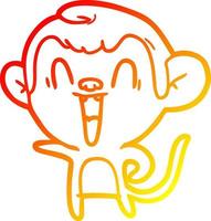 warm gradient line drawing cartoon laughing monkey vector