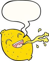 cartoon squirting lemon and speech bubble vector