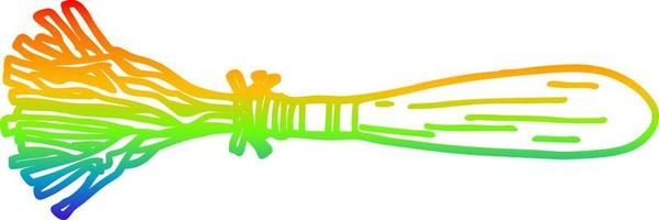 rainbow gradient line drawing cartoon magic broom vector