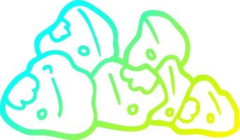 cold gradient line drawing cartoon boulders vector