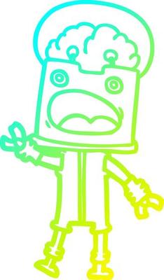 cold gradient line drawing cartoon robot