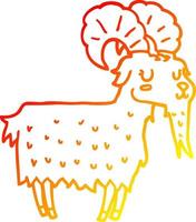 warm gradient line drawing cartoon goat vector