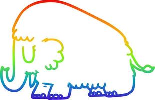 línea de gradiente de arco iris dibujo mamut de dibujos animados
