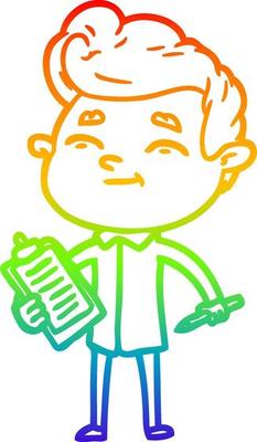 rainbow gradient line drawing happy cartoon man
