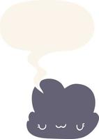 cute cartoon cloud and speech bubble in retro style vector