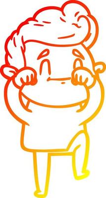 warm gradient line drawing happy cartoon man