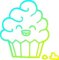 cold gradient line drawing cartoon cupcake vector