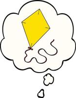 cartoon flying kite and thought bubble vector