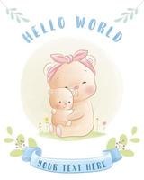 Cute mom and baby bear, Baby Milestone Cards Cute Animals vector