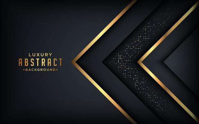 Luxury black background with a combination glowing golden dots with 3D style.