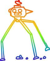 rainbow gradient line drawing cartoon space rocket vector