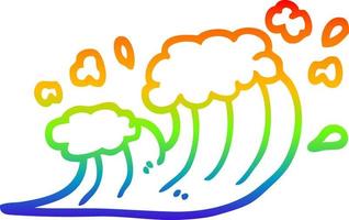 rainbow gradient line drawing cartoon wave crashing vector