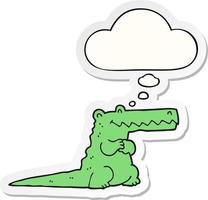 cartoon crocodile and thought bubble as a printed sticker vector