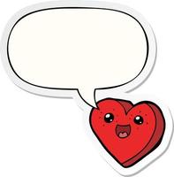 heart cartoon character and speech bubble sticker vector