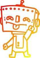 warm gradient line drawing cartoon robot vector